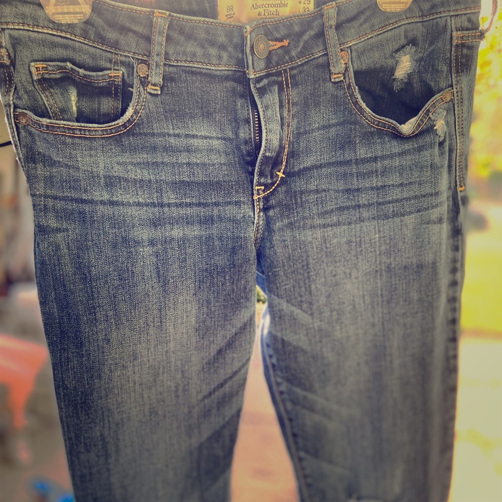 Abercrombie lightly distressed bootcut jeans